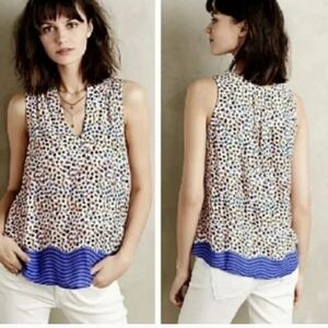 Anthropologie Maeve Orange Blue Polka Dot Emma Tank Top 6
